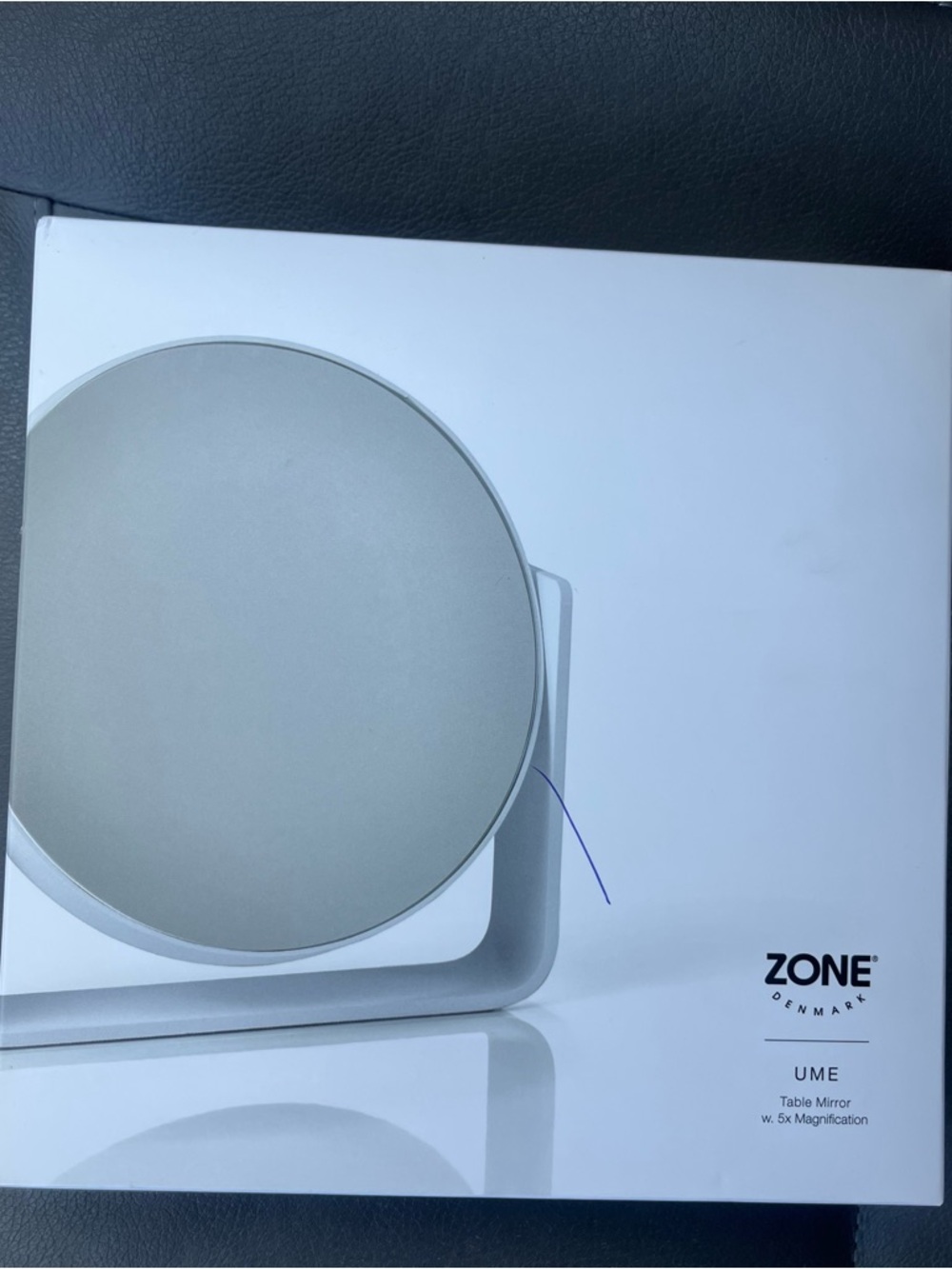 Ume White Round Tabletop Vanity Mirror by - Picture 2 of 2